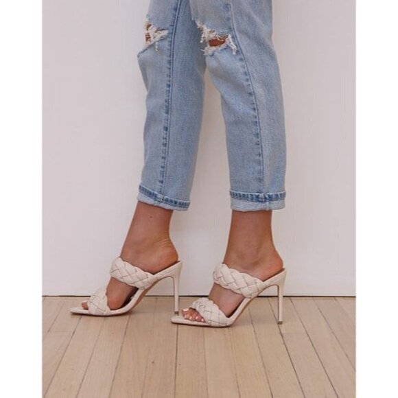 Alias Mae High Heels Isla Mules in Bone 38 7 Womens Braided Sandals - Picture 16 of 16